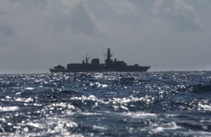 a US-owned battleship at sea