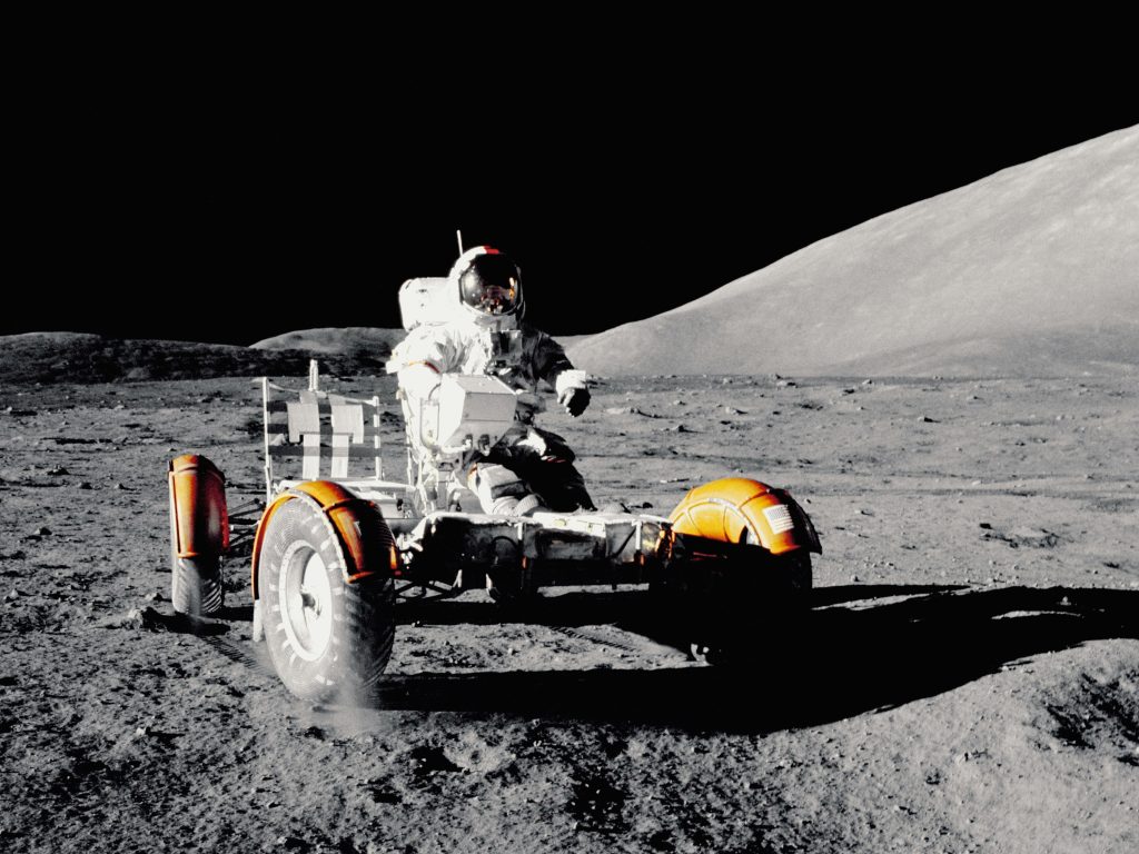 astronaut and space buggy